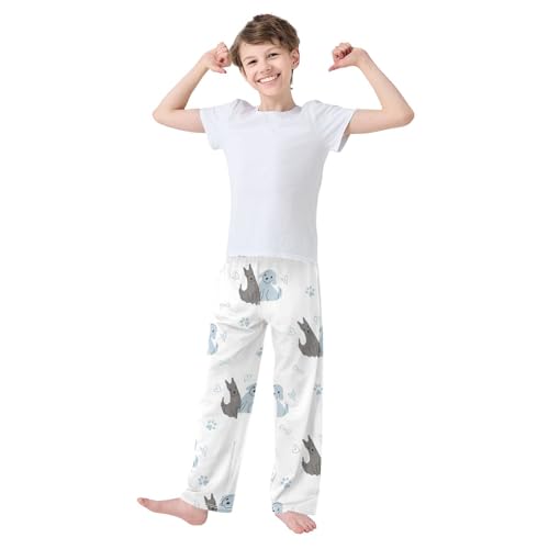 Cute Funny Dog Boys Pants Boys Athletic Pants Long Pant for Boy with Pockets Wide-Leg Size 6-14Y3
