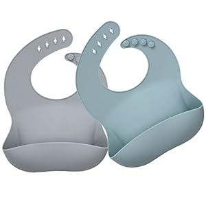 Ginbear Silicone Bibs for Babies, Waterproof Baby Feeding Bibs with Food Catcher Pocket, Adjustable Silicon Bibs for…