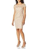 Calvin Klein Women's Cap Sleeve Sequin Sheath Dress, Gold/Nude Embroidered lace, 6 (Apparel)