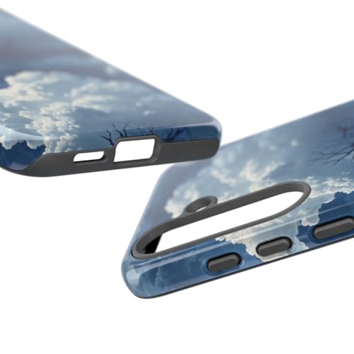 Coque Samsung S25 Plus motif nuage arbre 3D bleu rigide