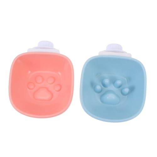 BESPORTBLE 2個 ハンギング式 ペット用 スローフィーダー 犬猫用 食器 便利な 給水器 吊り下げ式 障害物デザインの フードボウル 青い 防噎ボウル と ピンクの