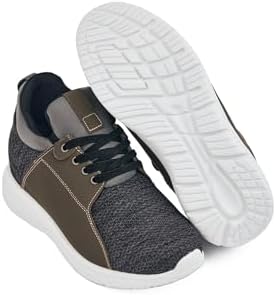 CALTO Men's Invisible Height Increasing Elevator Trainer Shoes - Grey Knitted Lace-up Lightweight Fashion Sneakers - 3.2 Inches Taller - H71923 - Size 11 D(M) US | Image 4