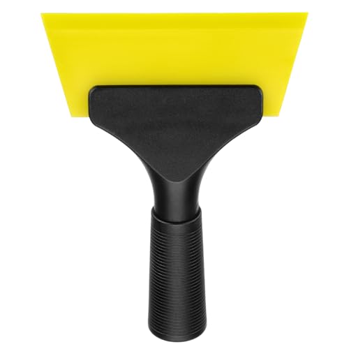 Image of uxcell 5 Inch Shower Squeegee for Glass Doors, All-Purpose Bath Squeegee with Handle for Bathroom Window Mirror Car Glass, Yellow