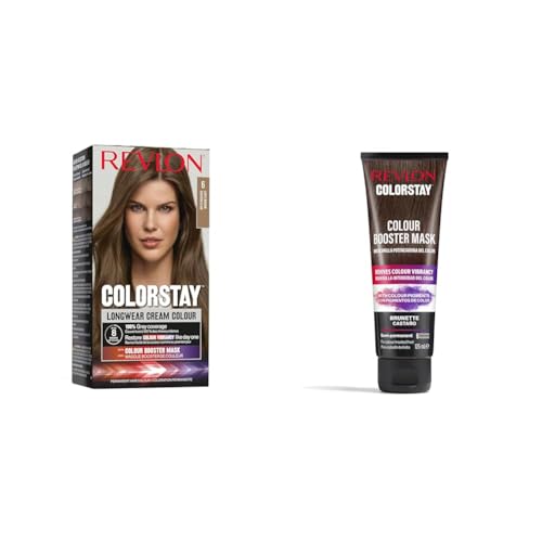 REVLON Colorstay Tinte Pelo Mujer, Coloración Permanente de Larga Duración, Tono 6.0 Rubio Oscuro + Mascarilla Potenciadora del Color, 125ml Tono Castaño