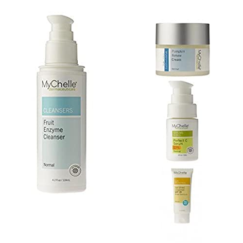 MyChelle Dermaceuticals Every Day Essentials Collection â€“ Cleanser, Hydrating Cream, Vitamin C Serum, and Mineral Sunscreen