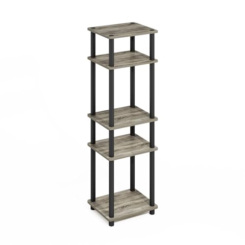 Image of Furinno Turn-N-Tube Storage Shelves, Stackable Standing Shelf, Open Corner Shelf, for Organization and Storage, Living Room, Garage, Home Office, French Oak