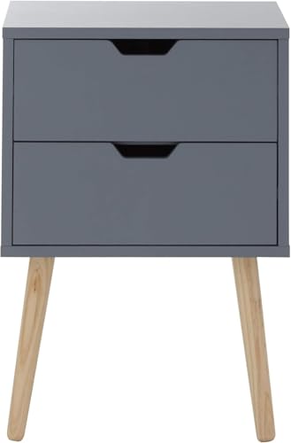 Image of WOOYNEX Bedside Tables, Wooden Nightstands with Solid Wood Legs & 2 Drawers, End Tables Storage Units for Living Room /Bedroom,etc .(Grey)