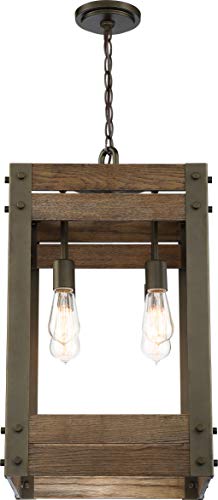 Image of Nuvo 60 /6426 Winchester 4-Light Pendant, Bronze & Aged-Wood Finish