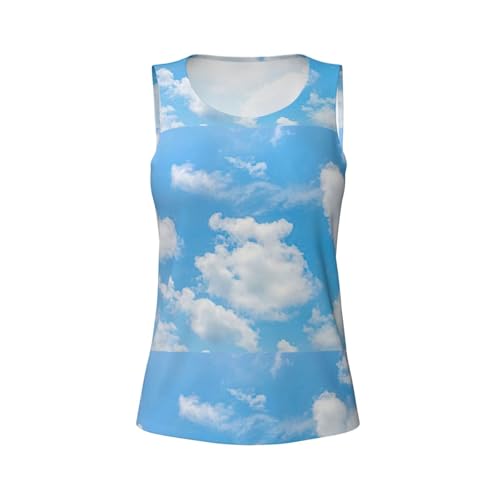 Blue Sky White Cloud Print Athletic Tank Tops Summer Workout Keeping Comfortable Yoga Running Hiking Period4