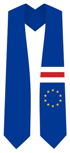 Cape Verde Flag Graduation Stole - Fits All Body Types - Cape Verdean Study Abroad International Stole - Premium Quality CapeVerdean Graduation Sash