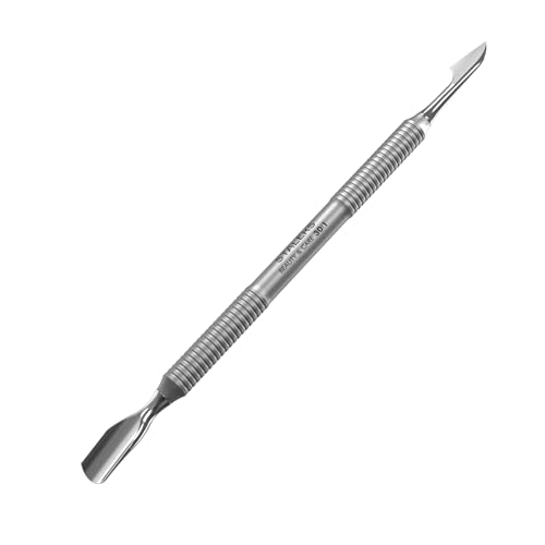 Image of Staleks Beauty & Care Manicure Pusher 30 Type 1 - Dual-Ended Cuticle Pusher and Hatchet-shaped Cleaner - Stainless Steel Tool for Home Use
