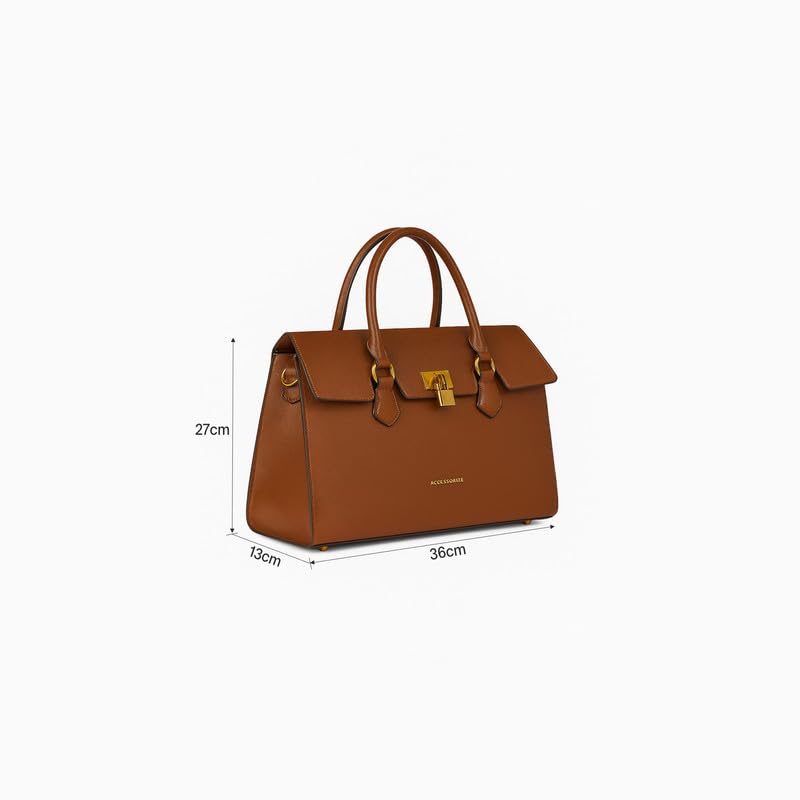 Image of Accessorize London Women's Brown Empress Handheld Structured Top Handle | Premium Handbag