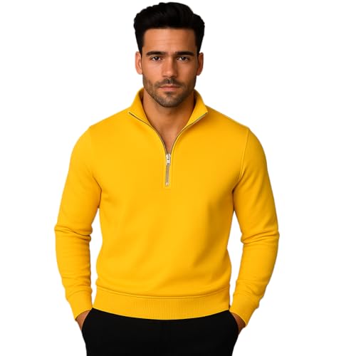Image of Mack Jonney Men's Fleece Half-Zip High Neck Sweatshirt | Warm & Stylish Winter Wear -M4380
