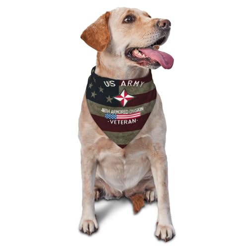 US Army 48th Armored Division Veteran Dog Scarf Pet Bandana Cat Pet Bibs