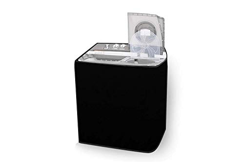 Image of Home Dressing Solid Color Semi Automatic Washing Machine Cover for 6kg, 6.5kg, 7kg, 7.5kg, 8kg, Fits for All Semi Washing Machines, Waterproof & Dustproof Size (31.5x20x34) inches (Black)