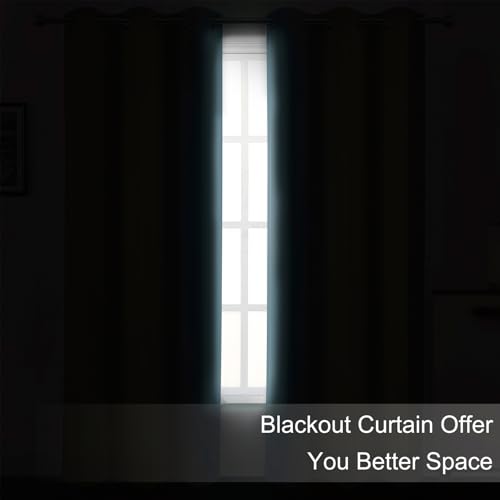 Image of LEMOMO Blackout Curtains 42 x 63 inch /Stone Blue Curtains Set of 2 Panels /Thermal Insulated Room Darkening Bedroom Curtains