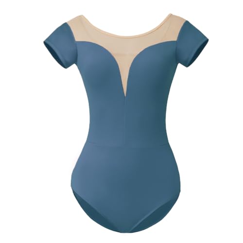 ROYAL SMEELA Maillot danza manga corta mujer body bailarina mujer maillot danza ballet adulto maillot de danza para adulto maillot baile mujer maillot bailarina body negro baile body danza ballet