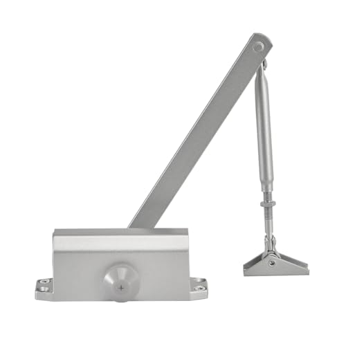 T&K Ferme-porte hydraulique automatique réglable，Couleur argentée pour 40KG，90° maintien ouvert，Ferme-porte amortisseur à deux niveaux de commande