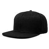 DALIX Flat Billed Baseball Cap Adjustable Hat Size M L XL in Black