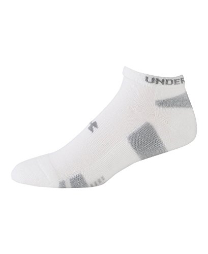 Under Armour Boys HeatGear No Show Socks (3 Pack), White, Medium