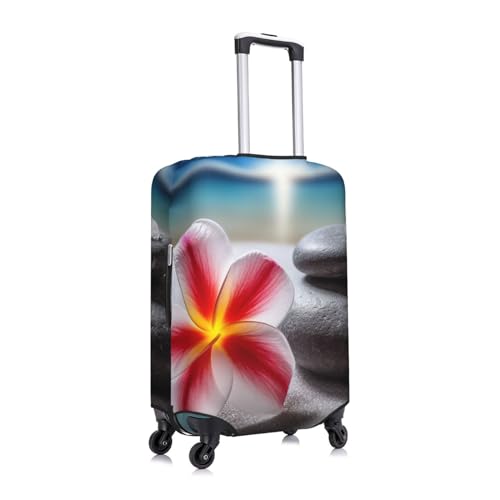 Travel Luggage Cover for Suitcase Tsa Approved, Washable Elastic Suitcase Protector, Tropical Flower and Zen Stone Suitcase Cover Anti-scratch Baggage Cover Fits 22-24 Inch Luggage Sleeve X-Large3
