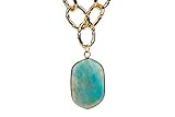Charlie Paige Gold Pendant Necklace for Women | Amazonite Stone Pendant Necklace | Titanic Necklace