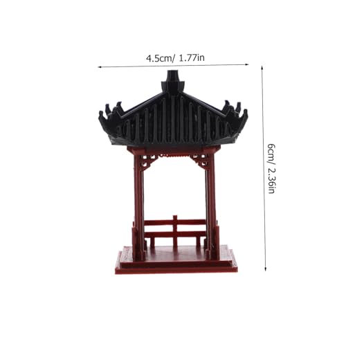 Pavillon chinois miniature rouge résistant aux intempéries pour décor extérieur de pot - 3