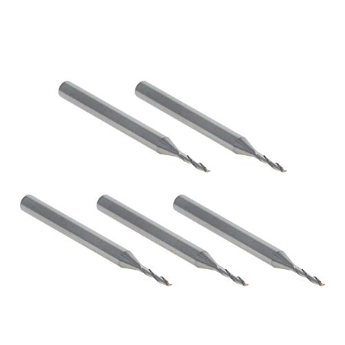 Utoolmart 1/8 inches Shank 1.2mm x 6mm Carbide Flat Nose End Mill Cutter CNC Router Bits 2 Flute for Acrylic PVC MDF Hardwood 5pcs