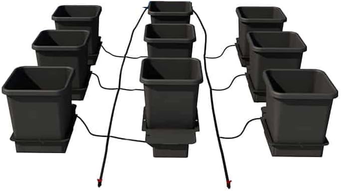 AutoPot 9 Pot System with 3.9 Gallon Plastic Pots and No Tank - Self-Watering, Gravity-Fed Hydroponic Systems (9Pot - 3.9 Gallon - No Tank)