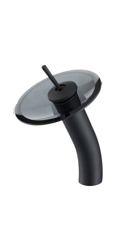 Robinet de lavabo cascade en verre noir mat mitigeur monotrou B