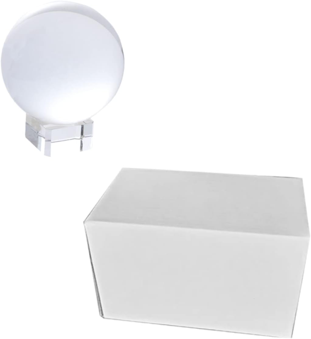 2pcs Crystal Ball Decorations Glass Balls Square Base for Photography Props Desktop Decorative Ornaments