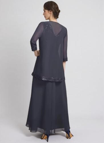 2 Pieces Mother of The Bride Dresses for Women V Neck Wedding Formal Evening Dress with Jacket MDB0043