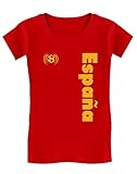 Tejido de excelente calidad! Camiseta de Manga Corta para niñas - Apoya a la selección Española en el Mundial de Fútbol! 3/4 Años 104cm Rojo