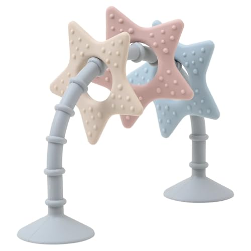 Shnuggle Stick n Play Sensory Star Toy and Teether | Suction Cup Hoop with 3 Teether Stars | for Baths Highchairs and More | Suitable from Newborn 0+