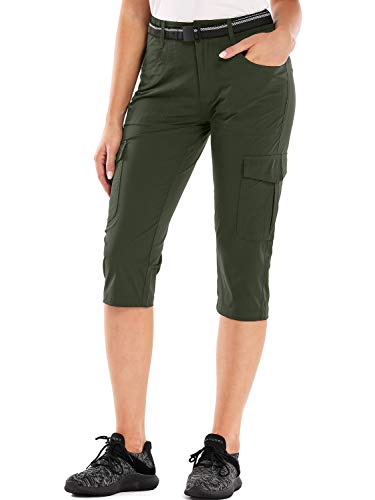 Jessie Kidden Women's Stretch Hiking Shorts, Outdoor Quick Dry Elastic Waist Casual Capri