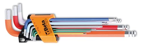 BETA 96BP-CL/SC9-LL - Juego de 9 llaves macho hexagonales acodadas de colores