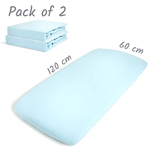 Blue Cot Sheets 120x60 Fitted - Organic Cotton 2 Pack - Soft and Secure Mattress Fit, 60 x 120 cm - Image 3