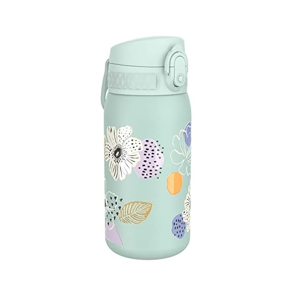 Ion8 Auslaufsichere Kinder Trinkflasche, Vakuumisolierter Edelstahl, 320ml (11oz), Balue Blumen & Auslaufsichere Kinder…