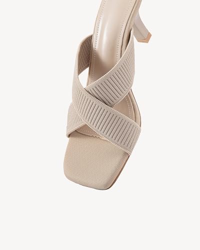 MOUSSE FIT Square Toe Heeled Sandals, Women's Mesh Casual Summer Shoes3