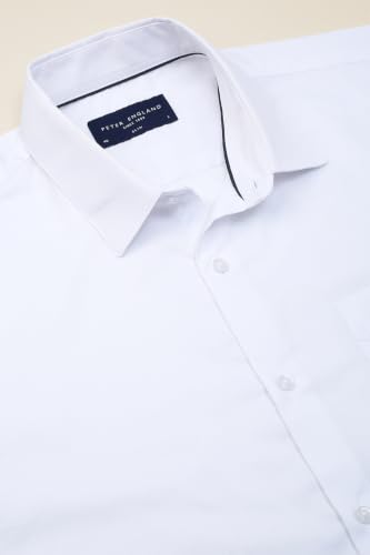 Image of Peter England Men's Classic Solid Full Sleeve Slim Fit Shirt | Wonder Fabric | Cotton Rich | Pin Point Oxford