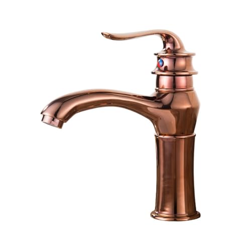 QUINTO Basin Taps Faucet, Full Copper, Antique, Rose Gold, Hot & Cold, Bathroom, Retro Washbasin, Golden, Soft Water Flow, Ceramic Valve