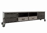 MASSIVMOEBEL24.DE Heavy Industry #132 Mobile TV in Legno di Mango e Ferro - Laccato Grigio - 220x40x60
