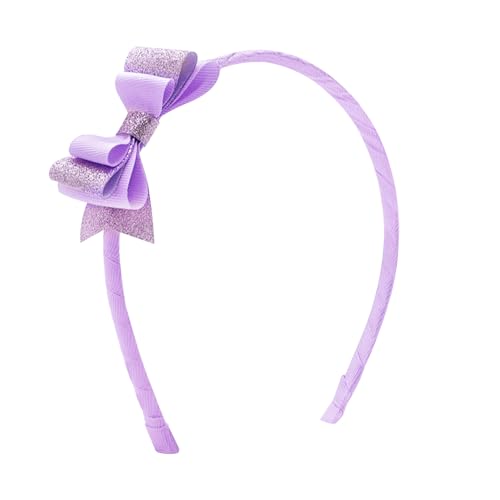 Nœud papillon pour fille en vinyle pailleté et gros-grain Wee Ones Orchidée