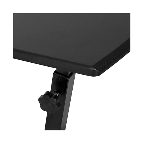 Image of Seville Classics Airlift Mobile Height Adjustable Laptop Stand Computer Workstation for Sitting Classroom Home Office Medical Table w /Wheels, Flat Desk 24 inch, Black