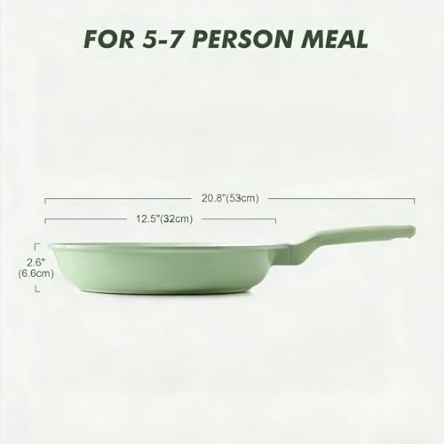 Image of SENSARTE Nonstick Ceramic Frying Pan 12.5-Inch, Healthy Non Toxic Skillet, Induction Compatible Omelet Pan with Heat Resistant Handle, PFAS-Free