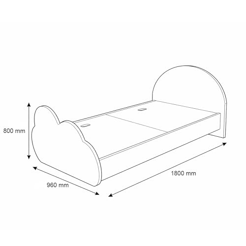 Image of VIKI Cloud Design Kids Single Bed for Bedroom, Children Bed Cot for Boys & Girls, Strong & Durable Bed Frame, Safe & Comfortable Design (187 L x 96 W x 80 H cm), Frosty White, 1 Year Warranty