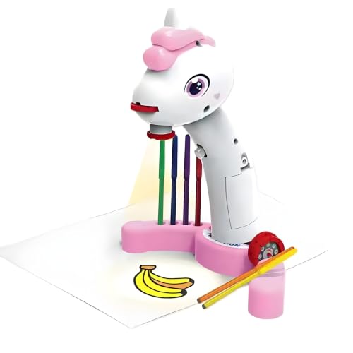 Image of Cable World Unicorn Projection Drawing Table for Kids, Educational Tracing & Sketching Projector Toy with 24 Patterns, 3 Projection Slides, Adjustable Focus, Drawing Board, Pens Included, Age 3+ Years
