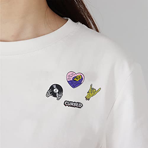 Halloween Goth Enamel Pin Set Pumpkin Skull Witch Brooch Pin Black Skeleton Punk Witchy Jewelry for Backpacks Hat Pant Accessories3