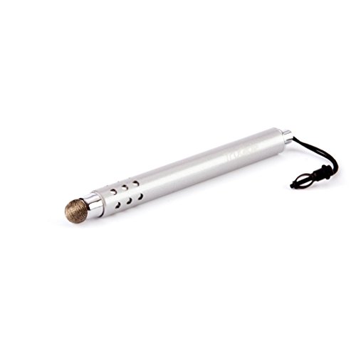 TruGlide Stylus with Microfiber Tip for new iPad, iPad Mini, iPhone 5, iPhone 4, Kindle Fire, Samsung Galaxy Tablet and Smartphone, Nook, all Touch Screen Tablets (Brushed Silver with Tether)