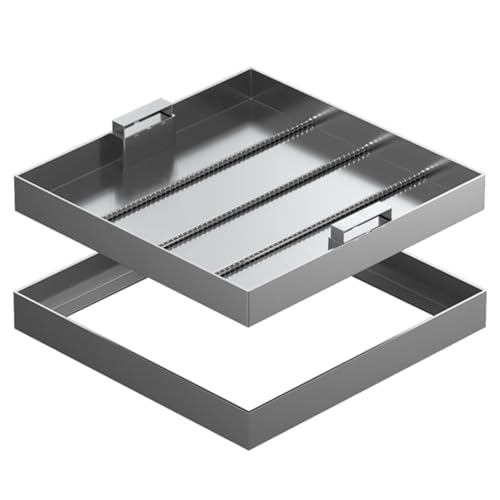 Tapa de alcantarilla Invisible de Acero Inoxidable Cuadrada, Tapa de Tanque séptico para Interiores y Exteriores de 11,8 a 31,5 Pulgadas con 2 manijas retráctiles, Cubierta de depósito de AG